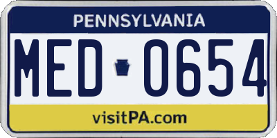 PA license plate MED0654