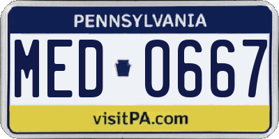 PA license plate MED0667