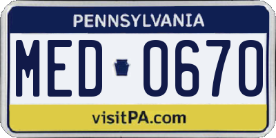 PA license plate MED0670