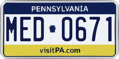 PA license plate MED0671
