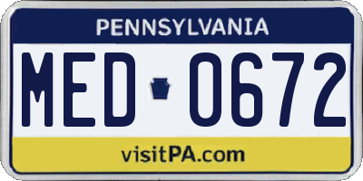 PA license plate MED0672