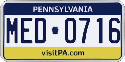 PA license plate MED0716