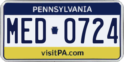 PA license plate MED0724