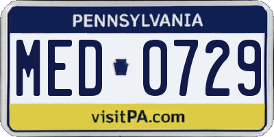 PA license plate MED0729