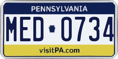 PA license plate MED0734