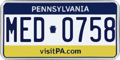 PA license plate MED0758