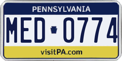 PA license plate MED0774