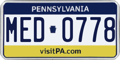 PA license plate MED0778