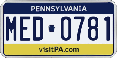 PA license plate MED0781