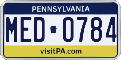 PA license plate MED0784