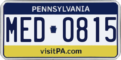 PA license plate MED0815