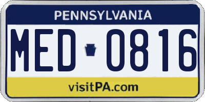 PA license plate MED0816