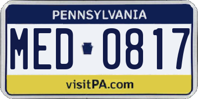 PA license plate MED0817
