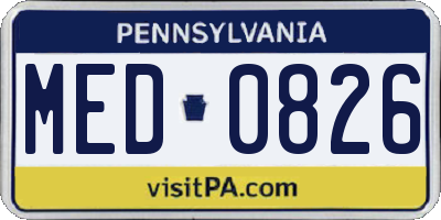 PA license plate MED0826