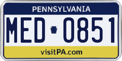 PA license plate MED0851