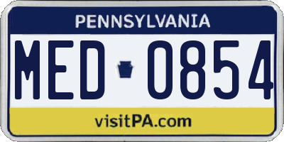 PA license plate MED0854