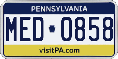 PA license plate MED0858