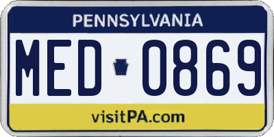 PA license plate MED0869