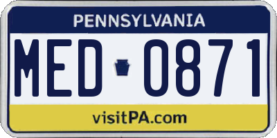 PA license plate MED0871
