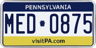 PA license plate MED0875
