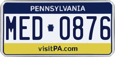 PA license plate MED0876