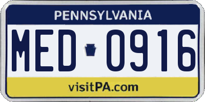 PA license plate MED0916