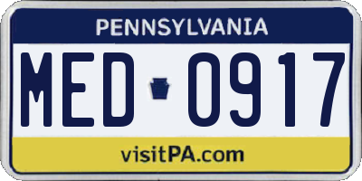 PA license plate MED0917