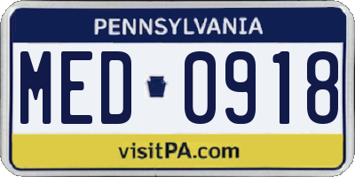 PA license plate MED0918