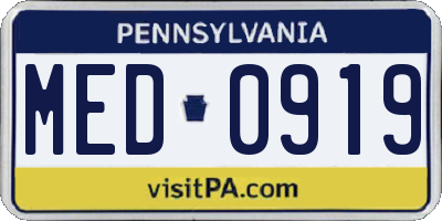 PA license plate MED0919