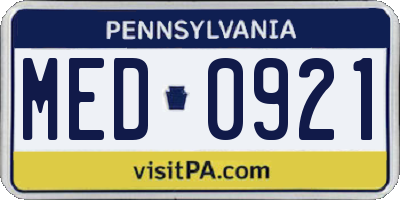 PA license plate MED0921