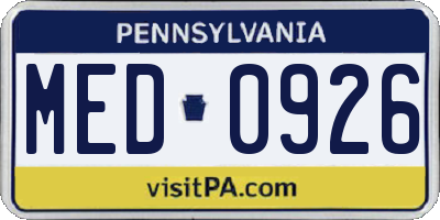 PA license plate MED0926