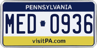 PA license plate MED0936