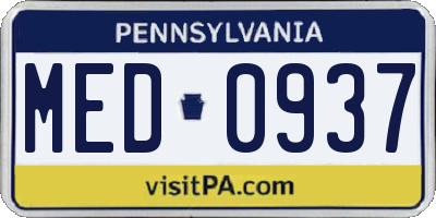 PA license plate MED0937