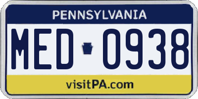 PA license plate MED0938