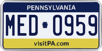 PA license plate MED0959