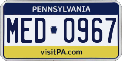 PA license plate MED0967
