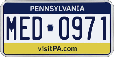 PA license plate MED0971