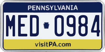 PA license plate MED0984