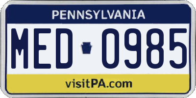 PA license plate MED0985