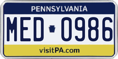 PA license plate MED0986