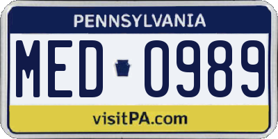 PA license plate MED0989