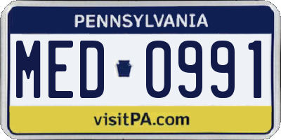 PA license plate MED0991