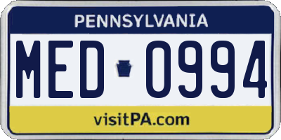 PA license plate MED0994