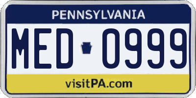PA license plate MED0999