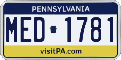 PA license plate MED1781