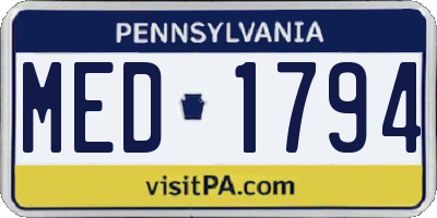 PA license plate MED1794