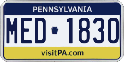 PA license plate MED1830