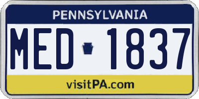 PA license plate MED1837