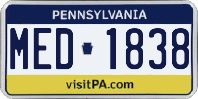 PA license plate MED1838