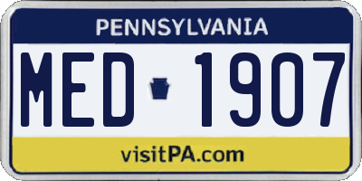 PA license plate MED1907